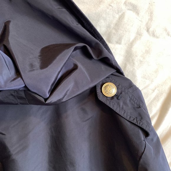 Women's Raincoat, knee length, LAUNDRY, Blue with cotton lining, L, hood - Picture 5 of 5